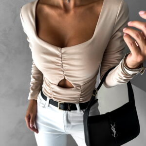 Béžové elastické body ENRIC s řasením Velikost: ONESIZE