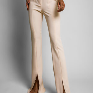 Béžové elegantní kalhoty TIEFRONT s rozparkem