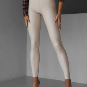 Béžové koženkové stylové legíny ALOCA Velikost: M