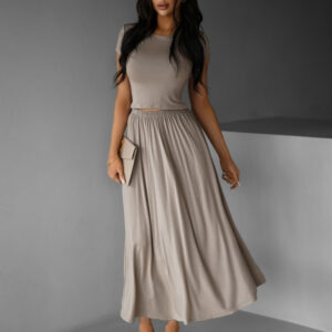 Béžový basic komplet SLAVOMY se sukní Velikost: M/L