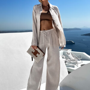 Béžový mušelínový kalhotový komplet THEIA Velikost: ONESIZE