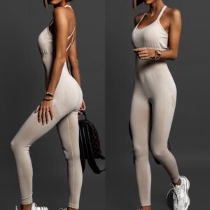 Béžový stylový overal GOELINES Velikost: M/L