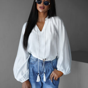 Bílá bavlněná boho halenka KOLETY Velikost: ONESIZE