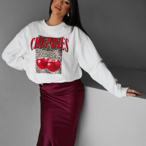 Bílá bavlněná oversize mikina MEYTAL s potiskem Velikost: ONESIZE