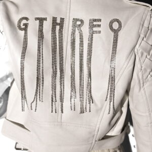 Bílá biker koženková bunda TEODORA Velikost: XL