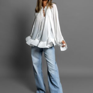 Bílá halenka PATRYK s volánky Velikost: ONESIZE