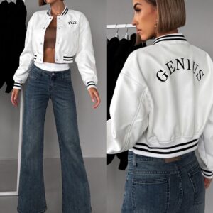 Bílá koženková bomber bunda GENNIUS Velikost: L