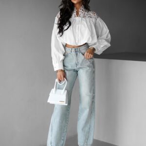 Bílá krátká crop halenka KINELY Velikost: M/L