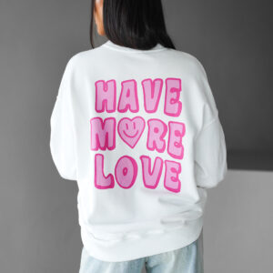 Bílá mikina 100% bavlna BASTIAN s růžovým nápisem Velikost: ONESIZE