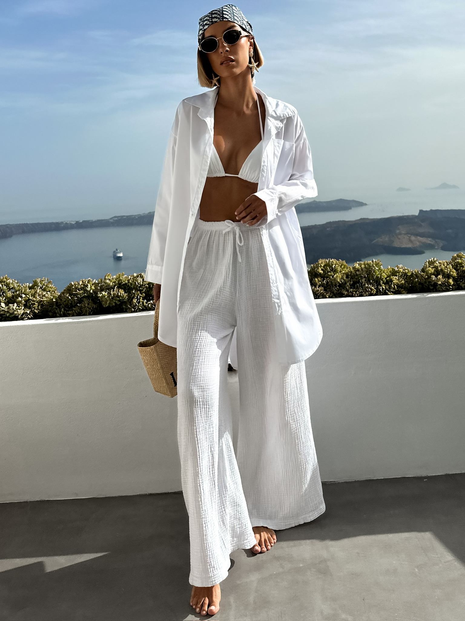 Bílá oversize košile WANT s kapsičkou - Obrázek 3