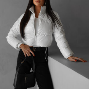 Bílá stylová bunda KANIE s kapsami Velikost: M