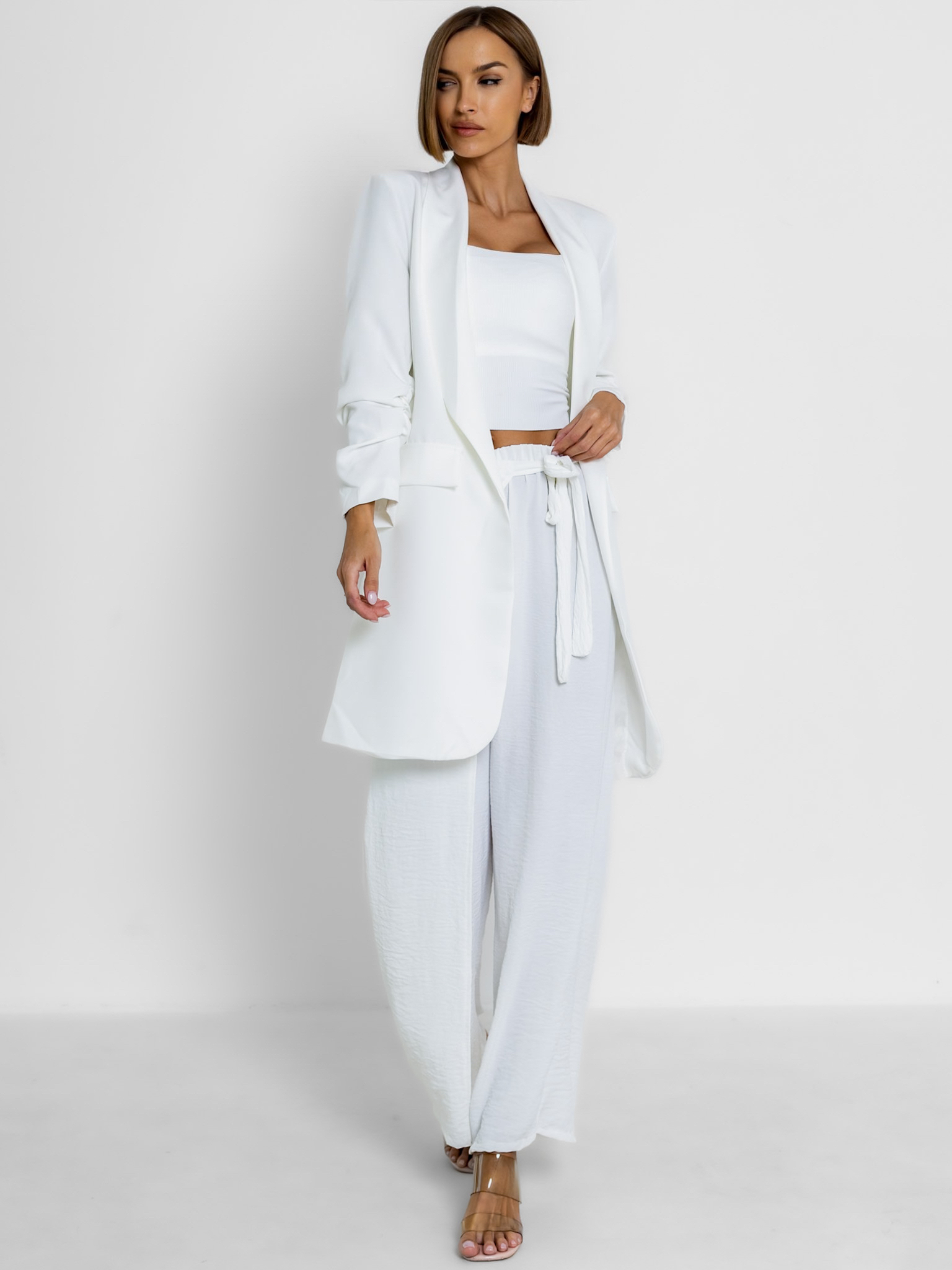 Bílé basic delší sako CASTIEL Velikost: ONESIZE - Obrázek 2