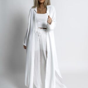 Bílé basic plisované široké kalhoty SELIE Velikost: ONESIZE