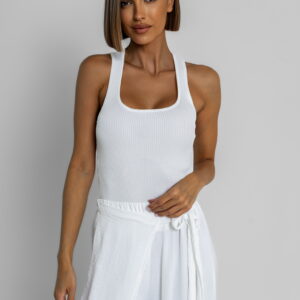 Bílé basic žebrované tílko LORETA Velikost: M/L