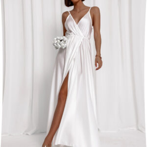 Bílé dlouhé lesklé šaty PERFECTLY