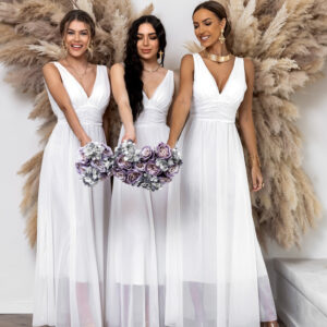 Bílé dlouhé šaty ADRAS pro družičky Velikost: ONESIZE