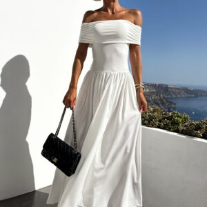 Bílé dlouhé šaty DURIAN s holými rameny Velikost: M/L