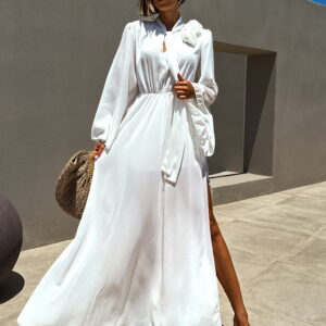 Bílé dlouhé vzdušné šaty IRAKLI s aplikací Velikost: ONESIZE