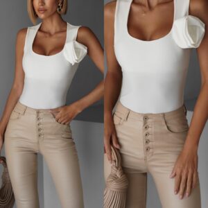 Bílé elegantní body LABUS s výstřihem Velikost: ONESIZE