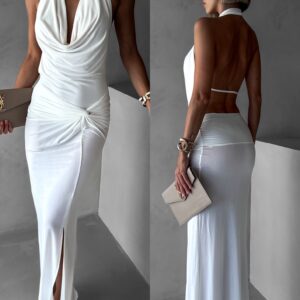 Bílé elegantní šaty RHIANY s odhalenými zády Velikost: ONESIZE