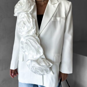 Bílé oversize sako PREDRAG s odepínací aplikací Velikost: ONESIZE