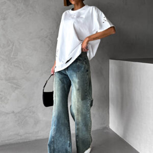 Bílé oversized trhané triko BERATI Velikost: ONESIZE