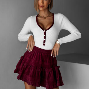 Bílé žebrované body HAMIGO s výstřihem Velikost: M/L