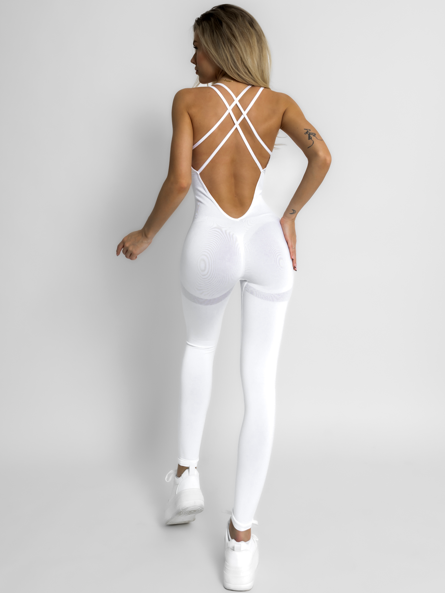 Bílý basic elastický overal GOELINES Velikost: M/L - Obrázek 2