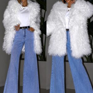 Bílý faux fur kožešinový kabátek KORTNY Velikost: ONESIZE