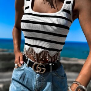 Bílý pruhovaný top VISSERA Velikost: M/L