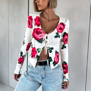 Bílý zavazovací svetřík NIOBA s vázáním Velikost: ONESIZE