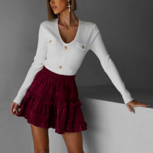 Bílý žebrovaný top ETELAT s výstřihem Velikost: ONESIZE