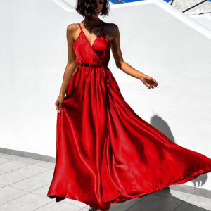 Bordó dlouhé lesklé šaty PERFECTLY