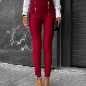 Bordó elegantní kalhoty KIWENIS se zipy Velikost: M