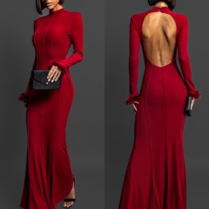 Bordó večerní společenské šaty KALBIMI Velikost: L