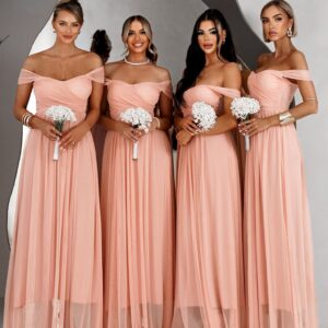 Broskvové tylové šaty BOSCO pro družičky Velikost: ONESIZE