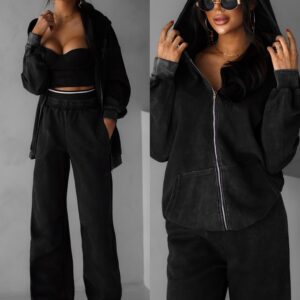 Černá bavlněná stylová washed teplákovka GUDRUN Velikost: M/L