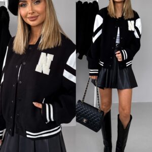 Černá bomber baseball bunda EVGENIE Velikost: L/XL