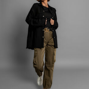 Černá denim džínová košile CECYLIA Velikost: ONESIZE