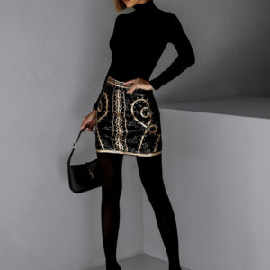 Černá flitrovaná mini sukně LOKEO Velikost: ONESIZE