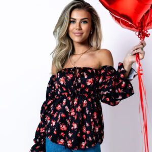 Černá halenka HAJIMA s květinovým vzorem