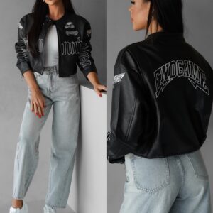 Černá koženková biker bunda BRONWEN Velikost: ONESIZE