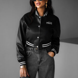 Černá krátká koženková bundička GENNIUS Velikost: L