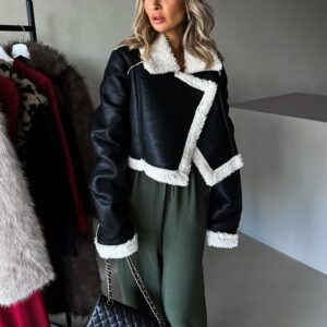 Černá krátká koženková bundička KAZIL Velikost: M/L