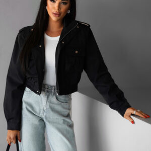 Černá krátká stylová bundička GRAZYNA Velikost: M/L