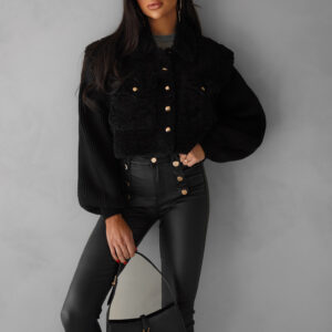 Černá krátká teddy stylová bunda BOBBY Velikost: ONESIZE