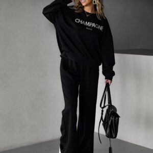 Černá mikina DRITON s nápisem champagne Velikost: ONESIZE