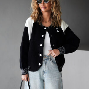 Černá mikinová baseball bundička GUSTINA Velikost: ONESIZE