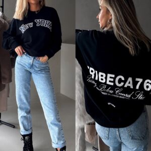 Černá oversize mikina MATEA s potiskem Velikost: ONESIZE