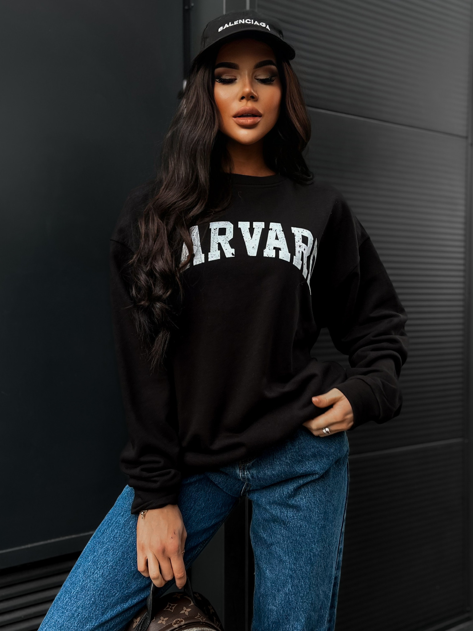 Černá oversize mikina TENITI Velikost: ONESIZE